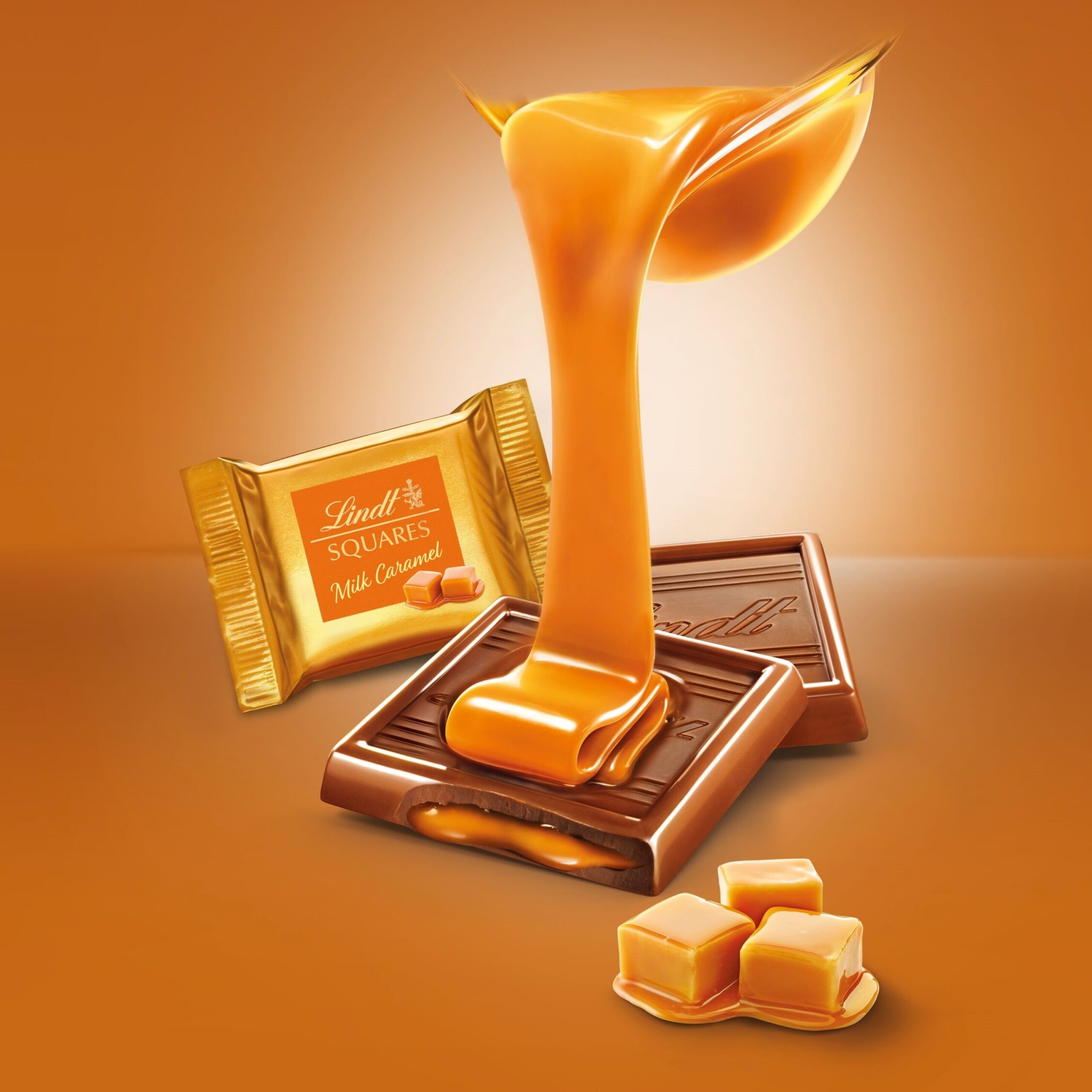 SQUARES Milk Caramel Bag 144g - Lindt Online Shop